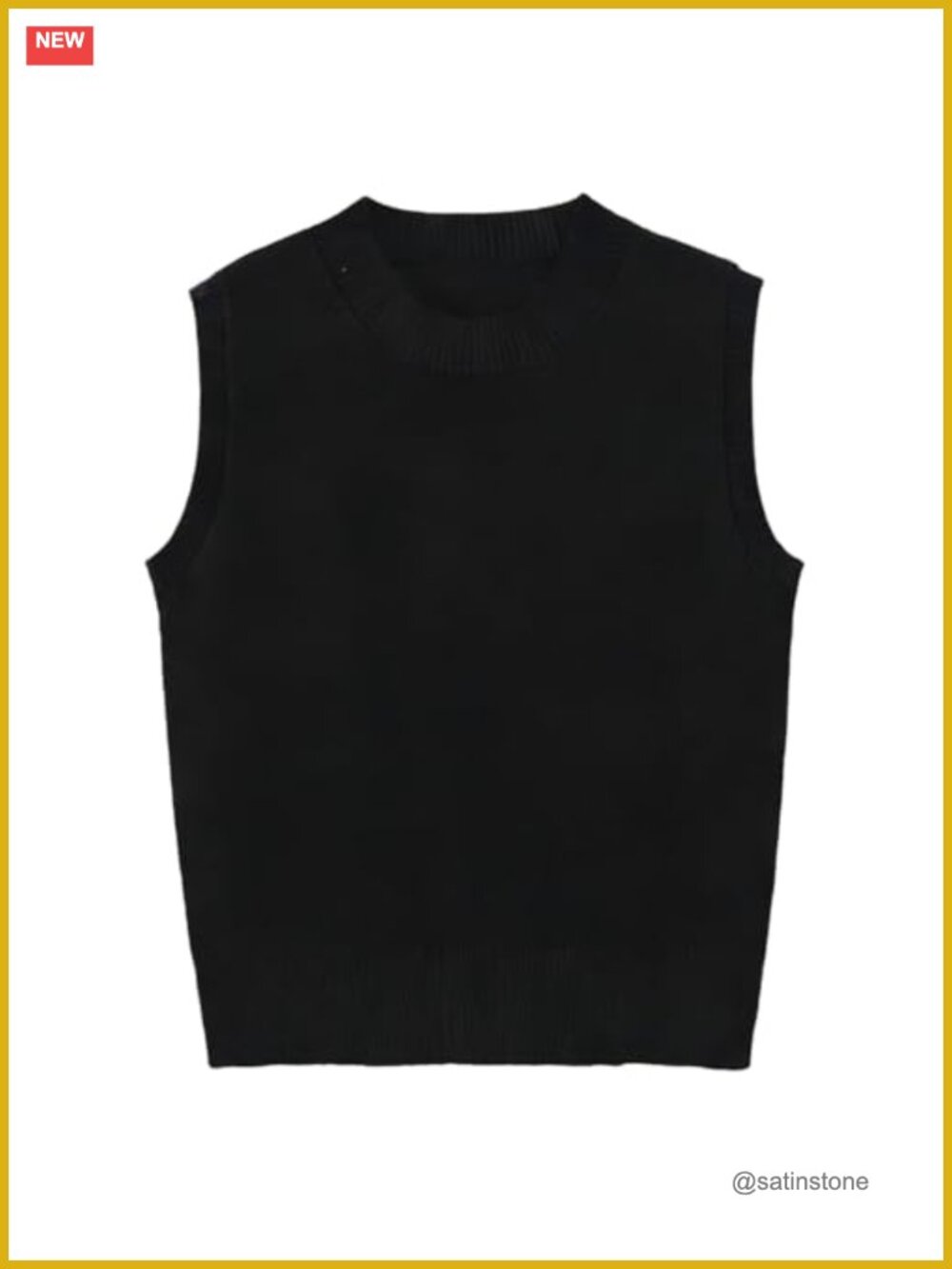 Ribbed Knit Sleeveless Crewneck Sweater Vest Casual Pullover Tank